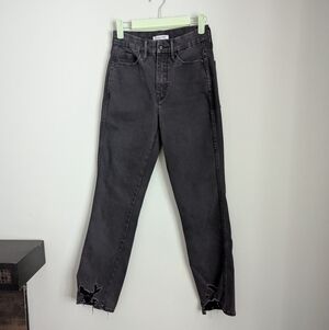 Good American Wms 2/26 Good Straight Leg Distressed Jeans Washed Black Denim 198